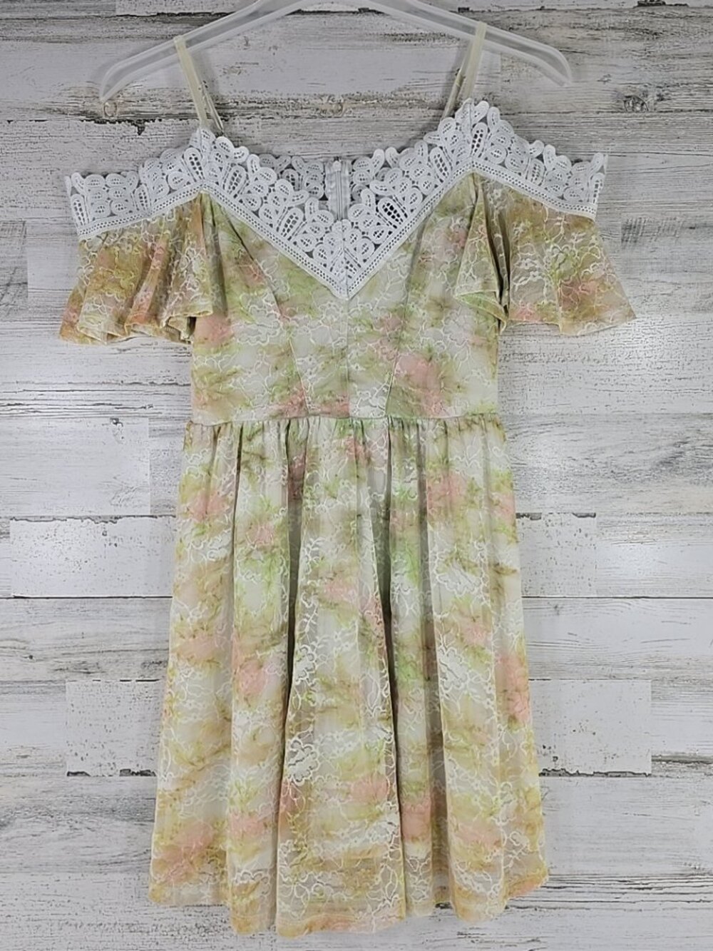 DISNEY PRINCESS Pastel Floral Lace Dress MEDIUM White Trim Fairytale Cottagecore - Picture 1 of 16